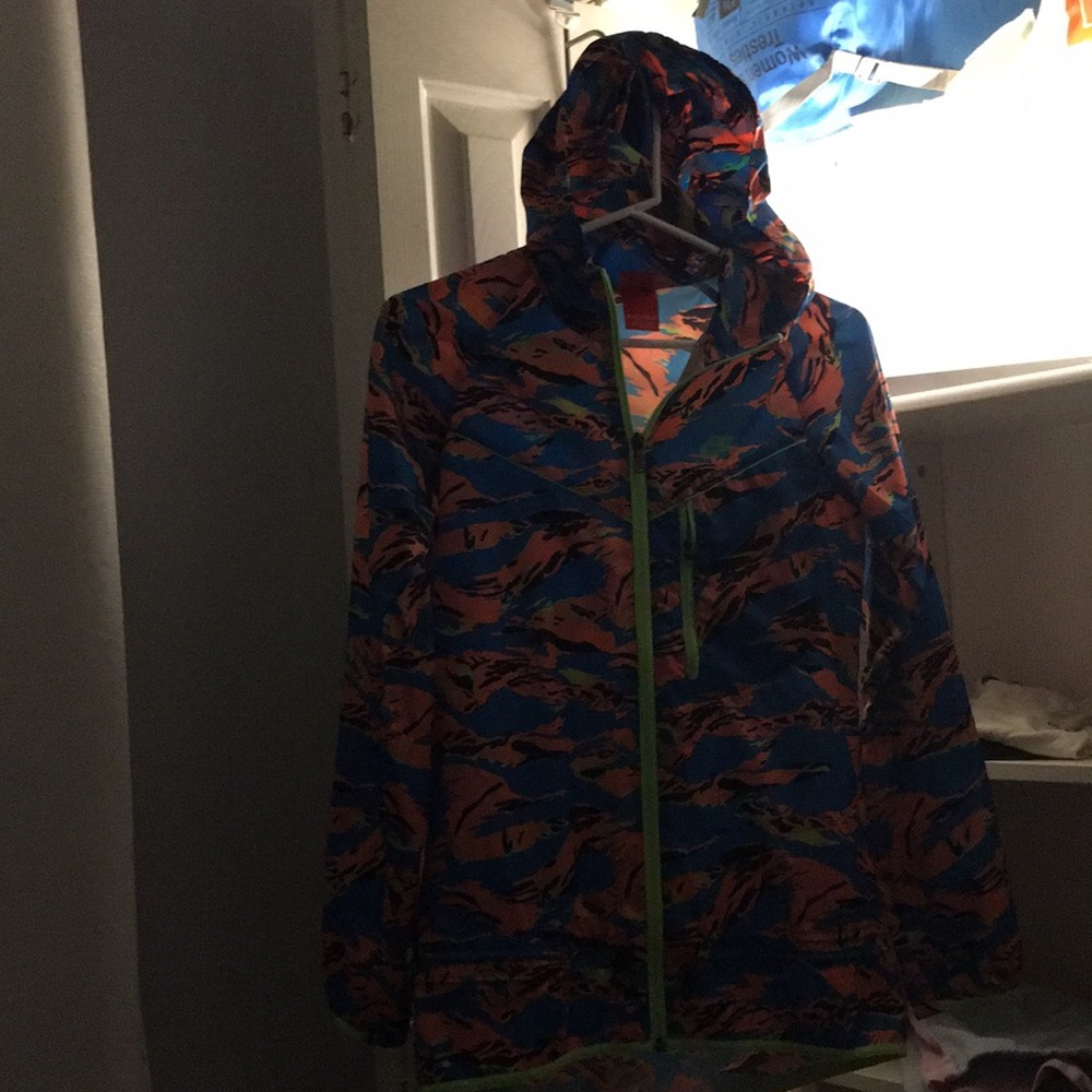 nike orange, blue, & green windbreaker